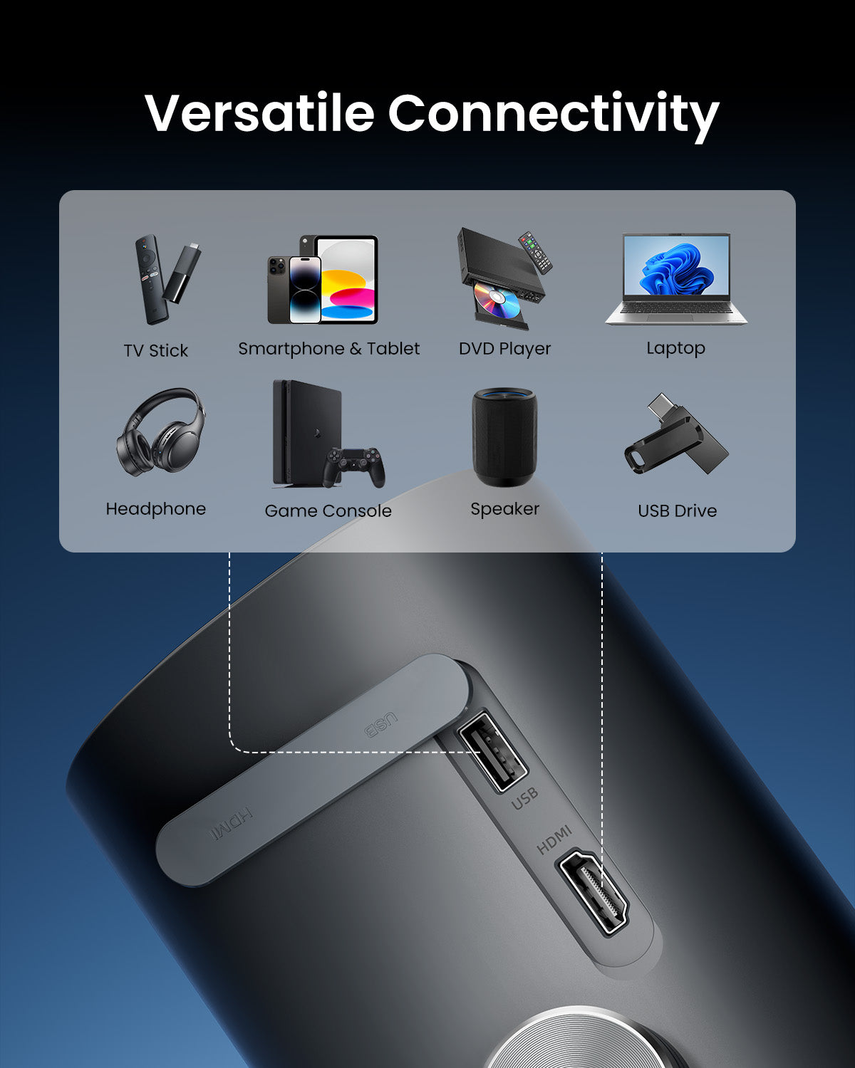 Freedo Portable 1080P Projector with Battery - Image 10